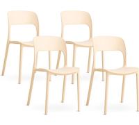 lot de 4 chaises empilables en polypropylène avec fibre de verre pour l'extérieur et l'intérieur, jardin, bar et restaurant - design moderne et robuste - BARBARA - Crème