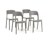 Lot de 4 chaises empilables en polypropylène pour jardin ou intérieur, hydrofuges et résistantes, design moderne - BARBARA Gris