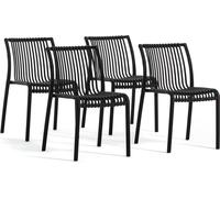 lot de 4 chaises empilables en polypropylène renforcé de fibres de verre pour l'extérieur, le jardin, les bars et les restaurants - design moderne inspiré du bambou - OLIMPIA - Noir