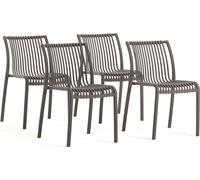 lot de 4 chaises empilables en polypropylène renforcé de fibres de verre pour l'extérieur, le jardin, les bars et les restaurants - design moderne inspiré du bambou - OLIMPIA - Colombe