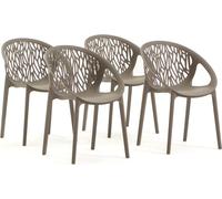 lot de 4 chaises empilables en résine renforcée de fibre de verre pour l'extérieur, le jardin, les bars et les restaurants - design élégant et moderne inspiré de la nature - LARA - Gris pigeon