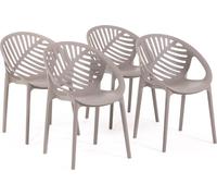 lot de 4 chaises empilables en résine renforcée de fibre de verre pour l'extérieur, le jardin, les bars et les restaurants - design moderne inspiré des feuilles - VIVIAN - Gris pigeon