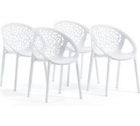 lot de 4 chaises empilables en résine renforcée de fibre de verre pour l'extérieur, le jardin, les bars et les restaurants - design moderne inspiré de la nature - AMBRA - Blanc