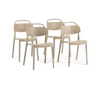 Lot de 4 chaises empilables en résine renforcée fibre de verre pour intérieur et extérieur, patins antidérapants BREDA - Caramel