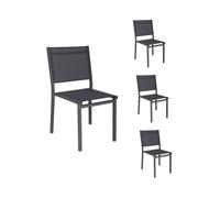 Lot de 4 chaises en alu et textilene gris