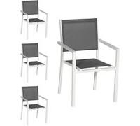 Lot de 4 chaises en aluminium blanc - textilène gris