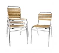 Bolero GK997 Lot de 4 chaises de bistrot en aluminium et frêne