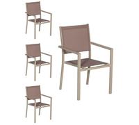 Lot de 4 chaise happy garden exterieur empilable non pliable en aluminium H. 90 cm marron Taupe G