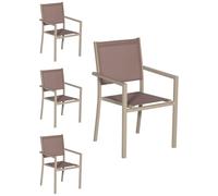 Lot de 4 chaise happy garden exterieur empilable non pliable en aluminium H. 90 cm marron Taupe G