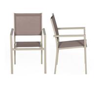 Lot de 4 chaises en aluminium taupe - textilène taupe