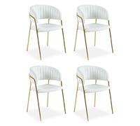 Lot de 4 Chaises en Bouclette Batora 79cm Crème & Or