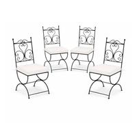 Lot de 4 chaises de jardin de style méditerranéen Cuenca, en fer noir, 100 cm