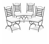 Lot de 4 chaises de jardin de style méditerranéen "La Linea", en fer noir, hauteur 100 cm