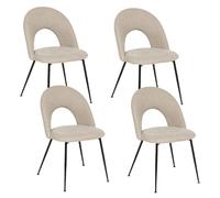 Toilinux – Lot de 4 chaises RAVEN – assise tissu, pieds métal – Beige