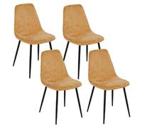 Lot de 4 chaises en tissu chenille et pieds métal TYKA - Orange