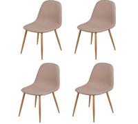 Lot de 4 chaises en tissu et pieds en métal effet bois OSLO - Taupe