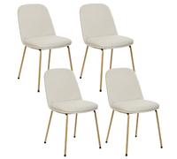 Lot de 4 chaises en tissu et pieds métal NEORA - Ivoire et bois