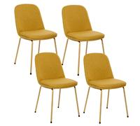 Lot de 4 chaises en tissu et pieds métal NEORA - Ocre et bois