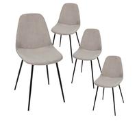 Lot de 4 chaises en velours côtelé coloris taupe - AMORY