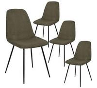 Lot de 4 chaises en velours côtelé coloris vert - AMORY -
