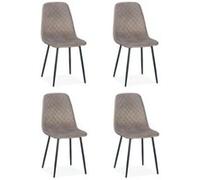 Lot de 4 Chaises en Velours "Matelassées" 88cm Taupe Marron G