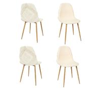 Lot de 4 chaises Faro tissu et pieds métal imitation bois - Beige