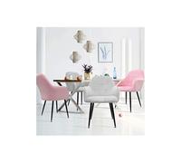 Lot de 4 chaises fauteuil design rétro velours salle à manger cuisine gris rose
