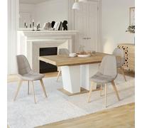 IDMarket Lot de 4 chaises Gaby scandinaves en tissu pour salle à manger beige H.88,5 cm