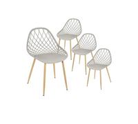 Lot de 4 Chaises Gris Taupe Coque Arrondie - TRESSIE -