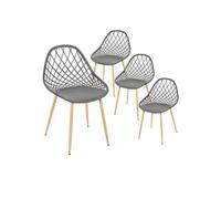 Lot de 4 Chaises Grises Coque Arrondie - TRESSIE -