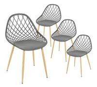 Lot de 4 Chaises Grises Coque Arrondie - TRESSIE - ALTOBUY Gris G