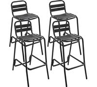 Lot de 4 chaises haute en aluminium noir - Oviala Soho
