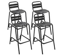 Lot de 4 chaises haute en aluminium noir Soho - Oviala