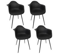 Lot De 4 Chaises - Home Deco Factory - Gustav - Confortables - Noires
