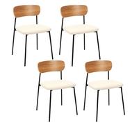 Lot de 4 Chaises - HOME DECO FACTORY - LOKI - Bouclette - Cosy - Marron et blanc