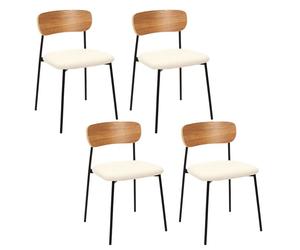 Lot de 4 Chaises - HOME DECO FACTORY - LOKI - Bouclette - Cosy - Marron et blanc