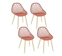 Lot De 4 Chaises - Home Deco Factory - Malaga - D'extérieur - Orange