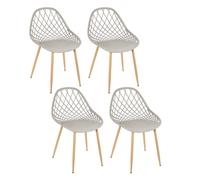 Lot de 4 Chaises - HOME DECO FACTORY - Malaga - Légères - Grises