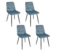 Lot de 4 Chaises - HOME DECO FACTORY - Mateo - Confortables - Chic - Bleu canard