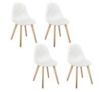 Lot de 4 Chaises - HOME DECO FACTORY - Patchwork - Scandinave - Beige et Marron