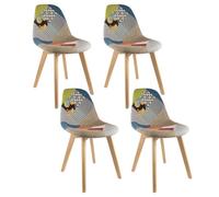 Lot de 4 Chaises - HOME DECO FACTORY - Patchwork - Scandinave - Multicolore