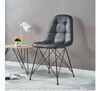 Lot de 4 chaises IMRAN pour salle à manger ou cuisine avec 4 pieds en métal noir design contemporain, revêtement synthétique noir
