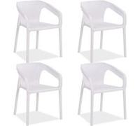 Homestyle4u Lot de 4 chaises de jardin - Blanc