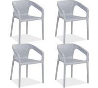 Homestyle4u Lot de 4 chaises de jardin - Gris