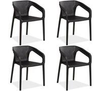 Homestyle4u Lot de 4 chaises de jardin - Noir