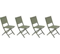 Lot de 4 chaises jardin pliante ESSENTIA Vert laurier Acier traité époxy, Aluminium Texaline Hespéride