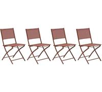 Lot de 4 chaises jardin pliante MODULA Acajou Acier traité époxy, Texaline Hespéride