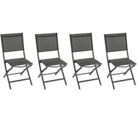 Lot de 4 chaises jardin pliantes ESSENTIA Anthracite Graphite Aluminium traité époxy, Texaline Hespéride