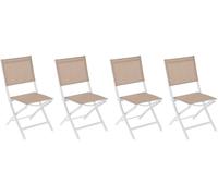 Lot de 4 chaises jardin pliantes ESSENTIA Lin Blanc Aluminium traité époxy, Texaline Hespéride
