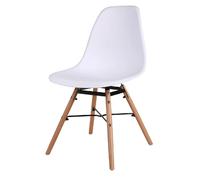 Lot de 4 Chaises Jena structure en métal et pied en bois - Blanc